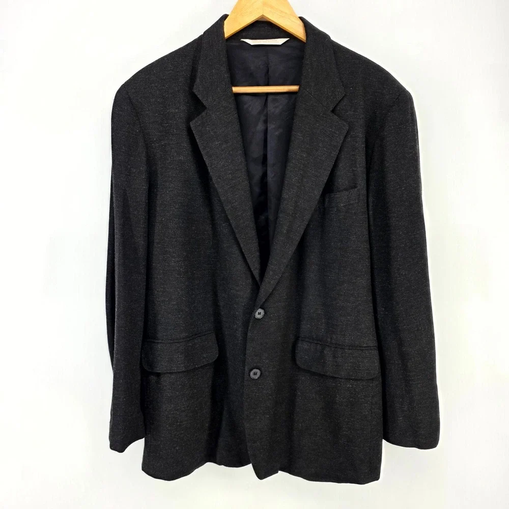 Perry Ellis Blazer Mens M/40 Charcoal Grey Wool Blend 2-Button Sport Coat Jacket